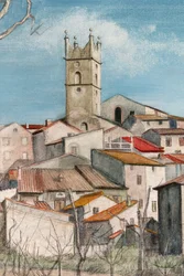 Früher Frühling, Blick durch einen Obstgarten (Detail)